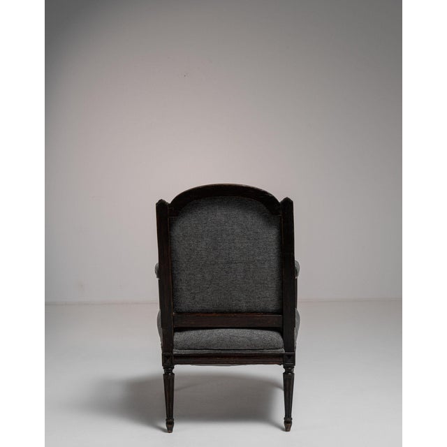 19th Century France Louis XVI Black Wood Armchair For Sale In Greensboro - Image 6 of 11
