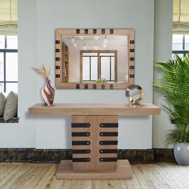 Robin Baron Leather Wrapped Console Table For Sale - Image 10 of 10