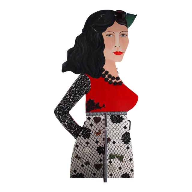 1980s Original Arona Reiner Mid-Century Modern Postmodern Surrealist Plastic Portrait Female 3-D Double-Sided Sculpture For Sale