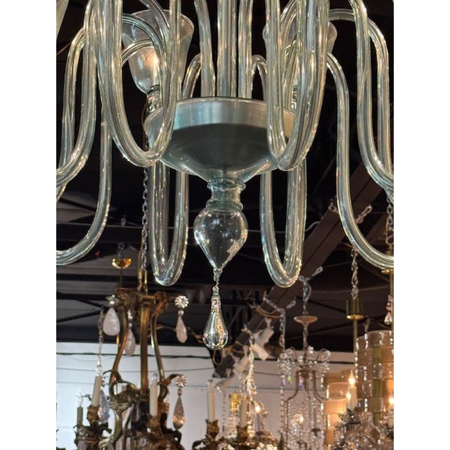 Contemporary Large Scale Murano 10-Arm Fontana Green Chandelier For Sale In Dallas - Image 6 of 10