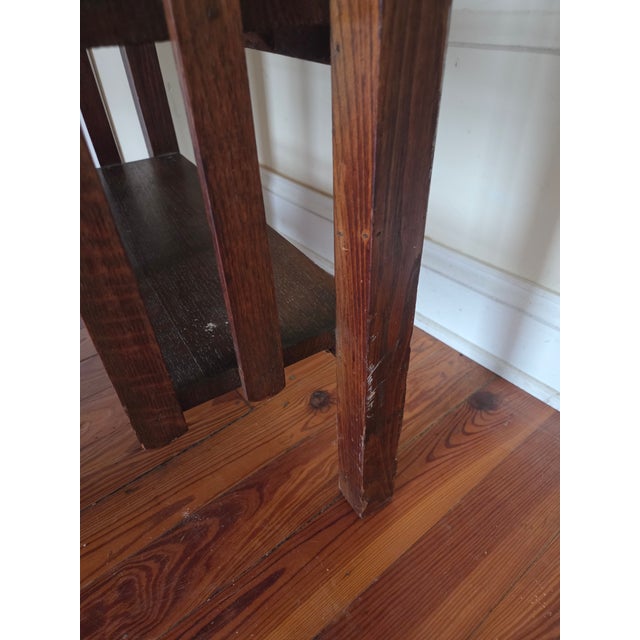 Antique Mission Oak Arts & Crafts Desk / Library Table With Built-in Bookcases (Circa 1900s) For Sale - Image 10 of 13