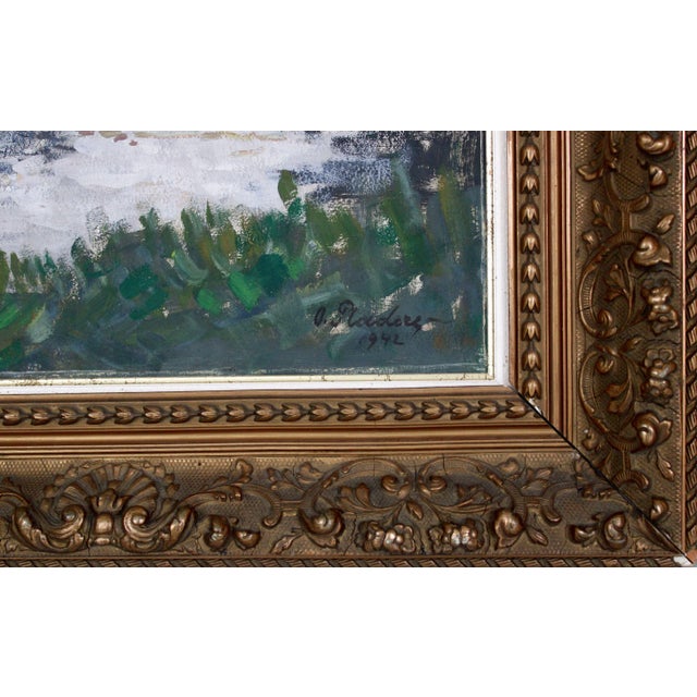 Rustic Otto Pladers, Landscape, 1942, Oil on Cardboard For Sale - Image 3 of 10