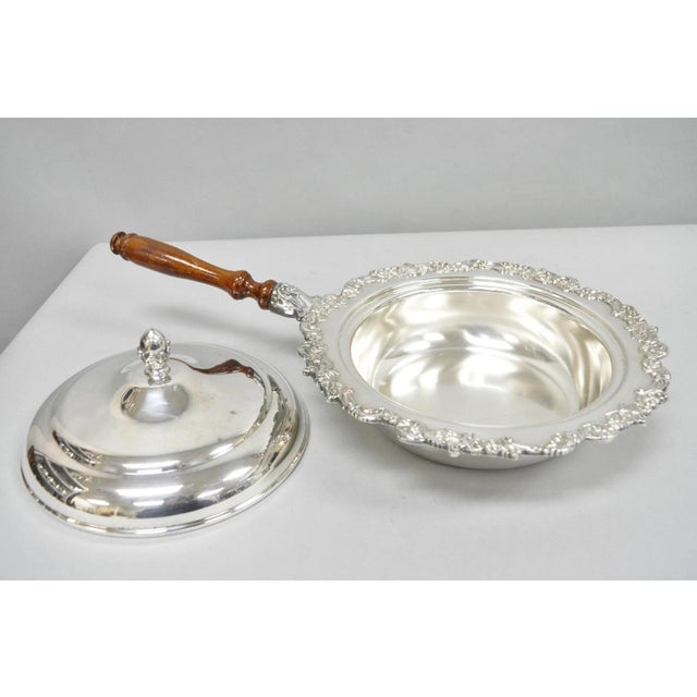 Vintage English Victorian Silver Plated Covered Chafing Dish Serving Platter For Sale - Image 11 of 15