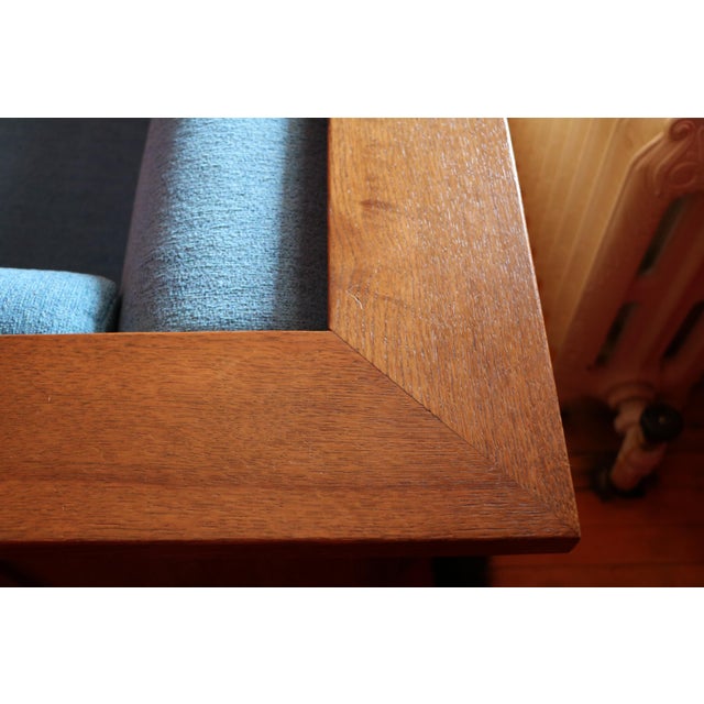 Brown Early 21st Century Amish Made Mission Arts and Crafts Cubic Panel Sofa Quartersawn Oak Sofa For Sale - Image 8 of 9