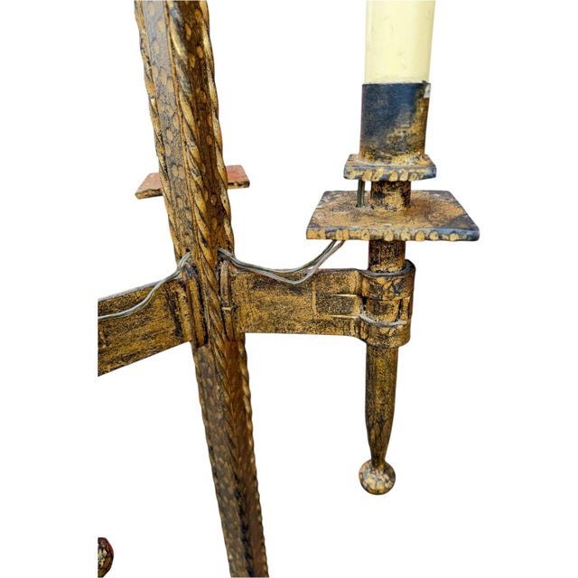 Antique Spanish Gilded Iron Floor Lamp – 62” Tall For Sale In Washington DC - Image 6 of 9
