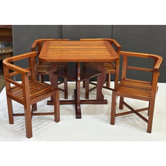English Heal's Card or Games Table and Chairs Set From England, c.1930 For Sale - Image 3 of 12