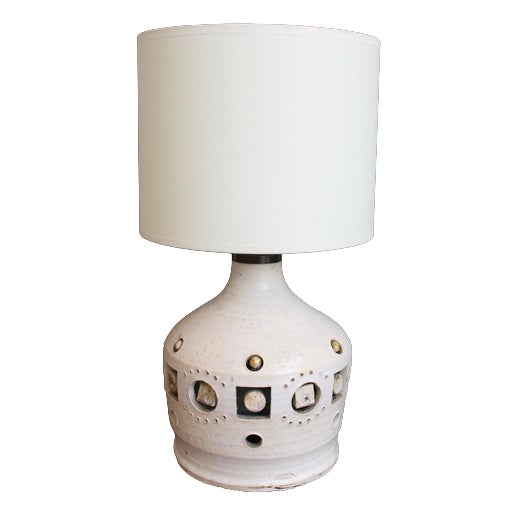 Vintage French Ceramic Table Lamp attributed to Georges Pelletier, 1970s For Sale