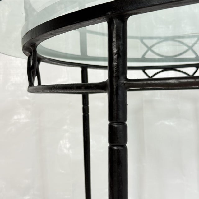 Blue Attributed to Mario Papperzini for Janus Et Cie Iron & Glass Round Dining Table For Sale - Image 8 of 18