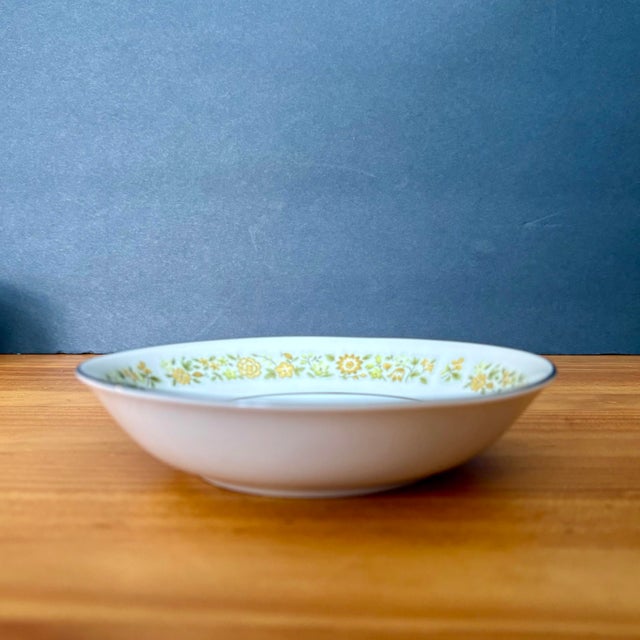 Vintage Towne House “Spring 3094” Dessert/Fruit Bowls With Yellow Floral Band & Silver Trim (Sold Individually) For Sale - Image 4 of 10