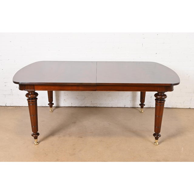 Wood Baker Furniture English Regency Flame Mahogany Extension Dining Table, Newly Refinished For Sale - Image 7 of 12