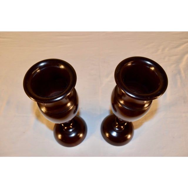 1900 - 1909 Pair of Lignum Vitae Vases, Circa 1900 For Sale - Image 5 of 8