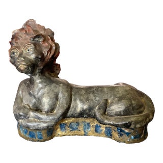 Late 20th Century Hollywood Regency Recumbent Sphinx Sculpture For Sale
