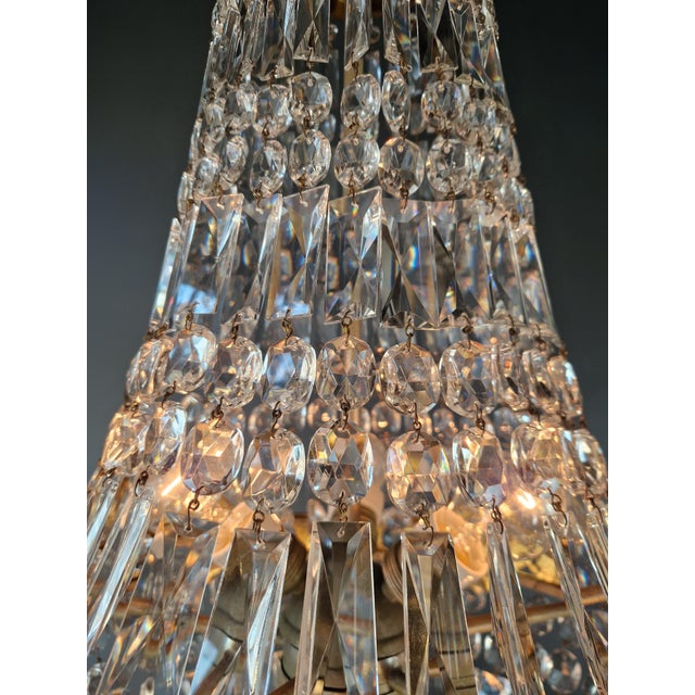 Brass Putti Face Empire Chandelier Crystal Gold Basket Antique Brass Classic For Sale - Image 8 of 11