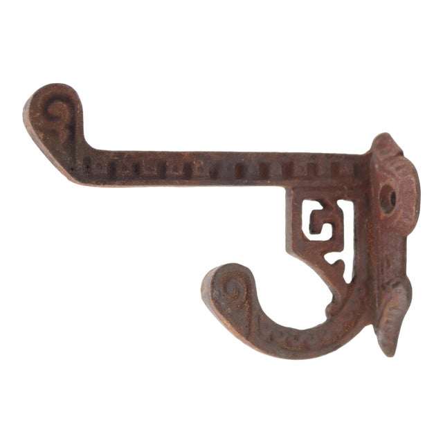 Antique Eastlake Black Cast Iron Wall Hook For Sale