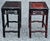 A Pair of Small Chinese Ming Style Dark Stained Side Tables. Measures 12.25" in width, 9" in depth, 16.75" in height.