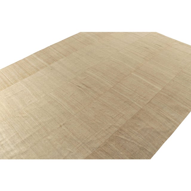 Contemporary Contemporary Kilim Rug in Beige, Brown Paneled Style For Sale - Image 3 of 5