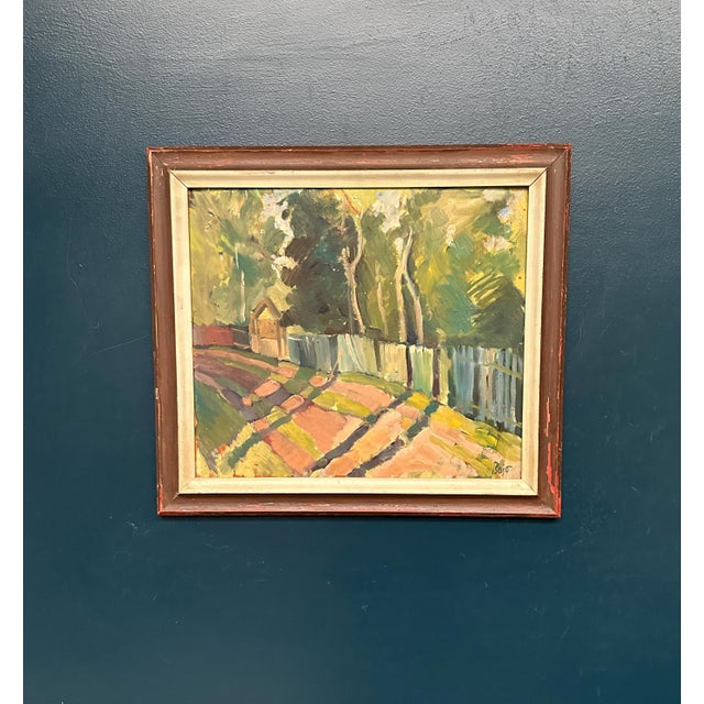 Bajo, Landscape with Fence, 1960s, Oil Painting on Panel, Framed For Sale - Image 15 of 16