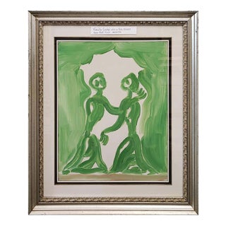 After Virgilio Guidi, Meeting, 1969, Oil on Canvas, Framed For Sale