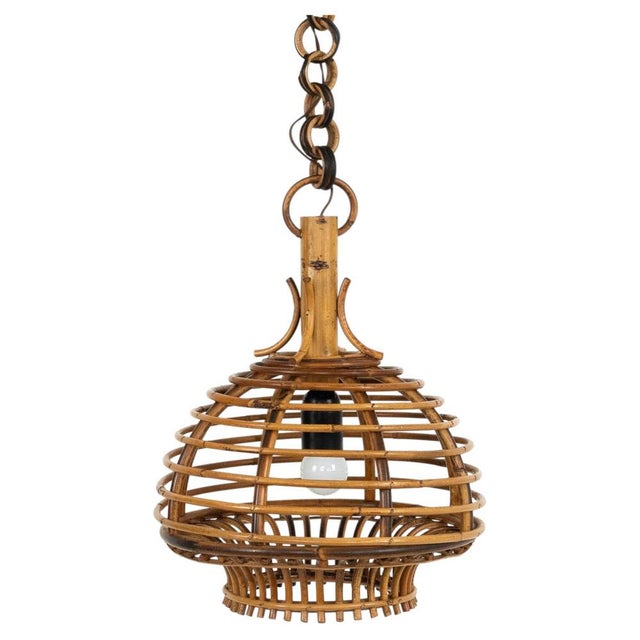 Mid-Century French Riviera Pendant in Bamboo and Rattan, Italy, 1960s For Sale - Image 12 of 12