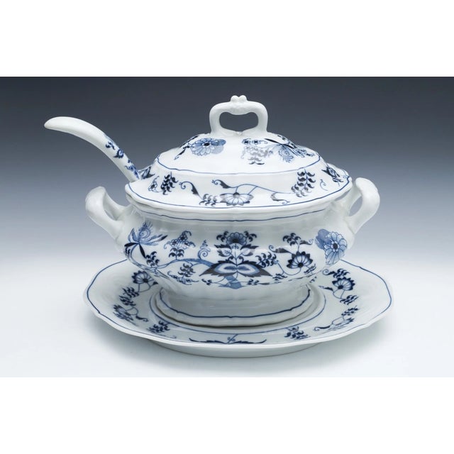 1990s Vintage MCM Blue Danube Tureen With Underplate and Ladle For Sale - Image 5 of 6