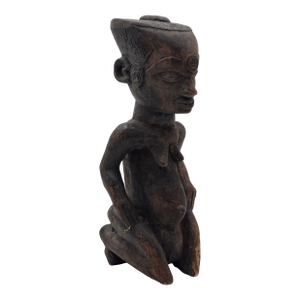 Rare 1930's African Luba Fertility Tribal Figure Handcarved Congo Art Sculpture