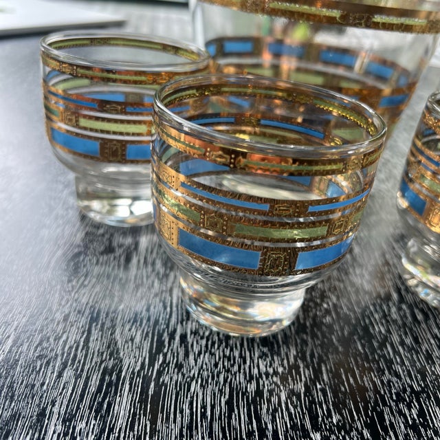 Mid-Century Modern 1960s Mid-Century Modern Culver Empress Footed Whiskey Rocks Glasses & Ice Bucket - Set of 5 For Sale - Image 3 of 11
