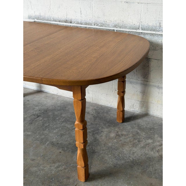 Oak Oval Non-Extendable Dining Table With Turned Oak Legs Vintage Mid-Century Modern 1970s For Sale - Image 10 of 10