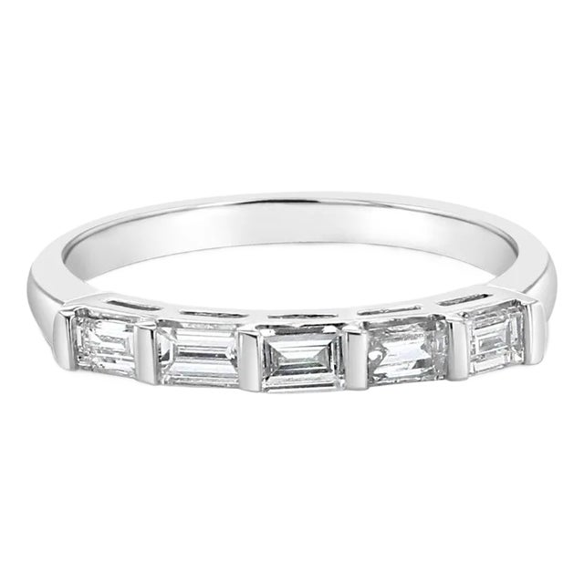 Baguette Diamond Wedding Band 14k White Gold, Size 4.5 For Sale
