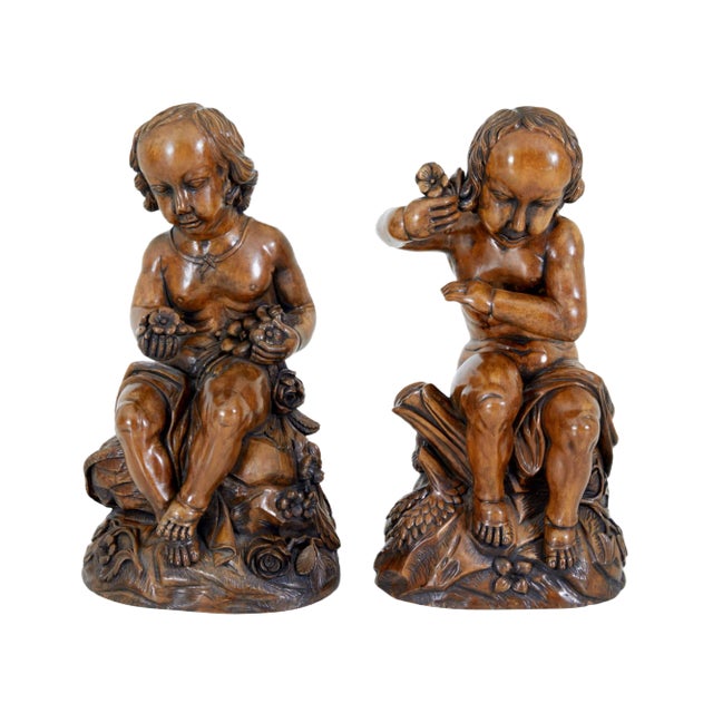 Gothic Revival Carved Cherubs, Set of 2 For Sale