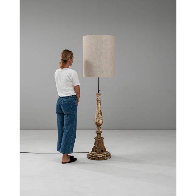 19th Century French Neoclassical Wood Patinated Floor Lamp Extra Large 5 Feet For Sale - Image 18 of 18