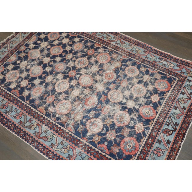 Textile Early 20th Century Worn Persian Mini Khani Malayer Rug - 4'4" x 6'2" For Sale - Image 7 of 7