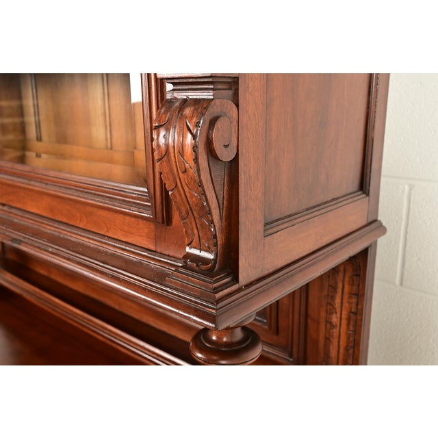 Antique French Renaissance Carved Walnut Sideboard or Bar Cabinet, Circa 1890s For Sale - Image 11 of 18