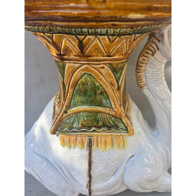 Vintage Majolica Style Camel Garden Seat For Sale - Image 11 of 14