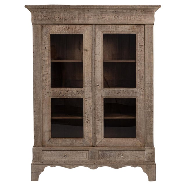 1880s French Provincial Oak Vitrine With Glass Doors For Sale - Image 15 of 18