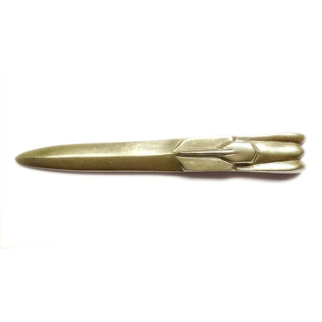 1930s French Art Deco Race Car Shaped Letter Opener in Bronze, 1930s For Sale - Image 5 of 11