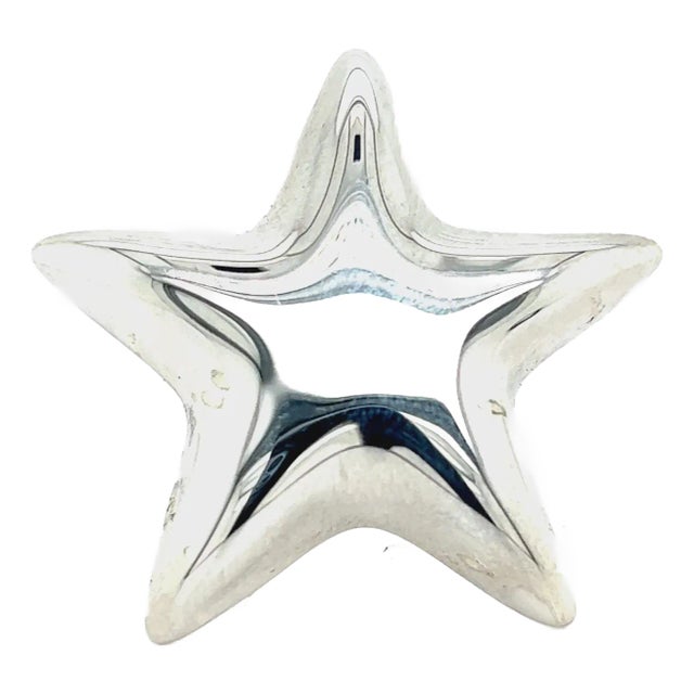 1990s Tiffany & Co Estate Puffed Star Brooch Sterling Silver For Sale