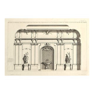 C1860 French Antique Architecture Interior Lithograph For Sale