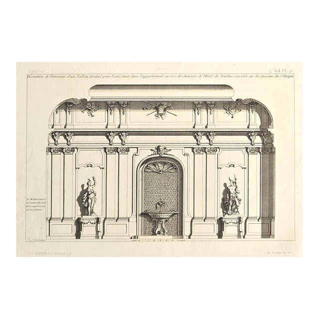 C1860 French Antique Architecture Interior Lithograph For Sale