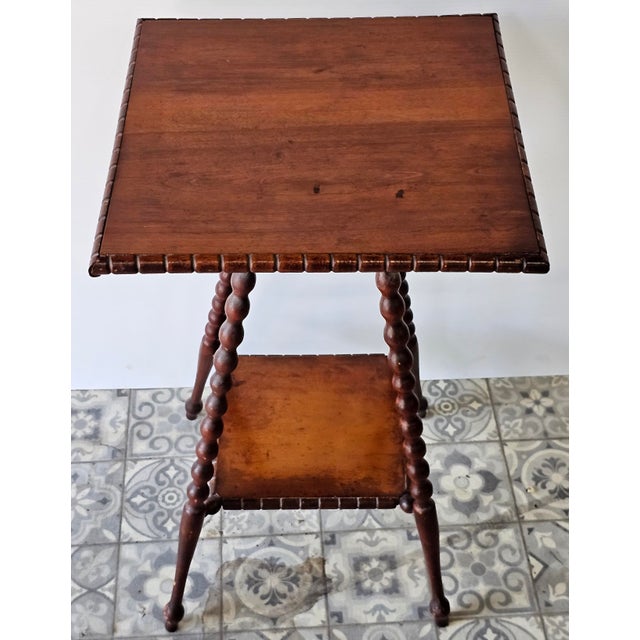 19th Century Victorian Bobbin Turned Legs Tiered Parlor / Side Table For Sale - Image 4 of 8