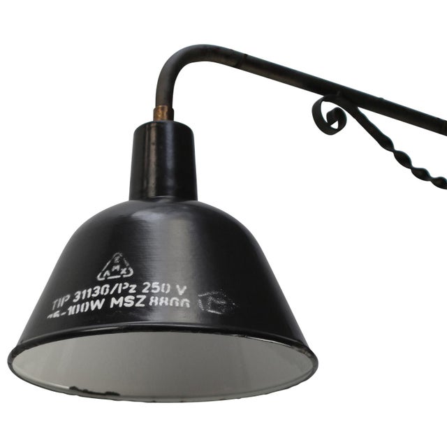 French Cast Iron and Black Opaline Wall Light For Sale - Image 6 of 9