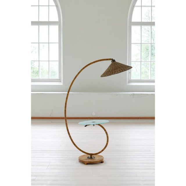 Art Deco Swedish Grace Floor Lamp in Art Glass and Beech, 1930s For Sale - Image 16 of 18