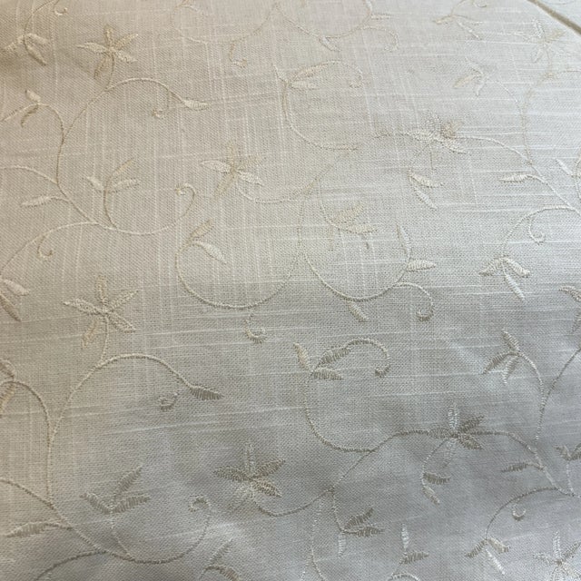 Cream White Embroidered Fabric With White Pattern- 5 Yards For Sale
