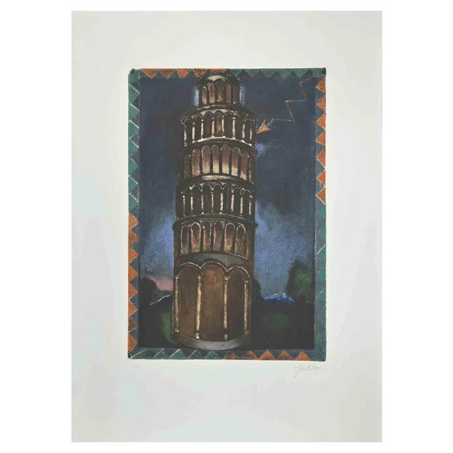 Franco Gentilini, The Tower, Etching and Aquatint, 1970s For Sale