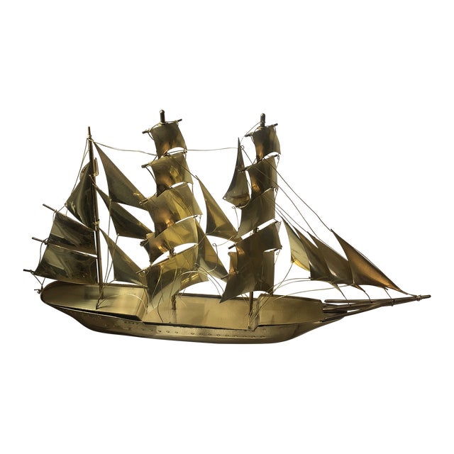 1970s Brass Sailing Ship Chairish