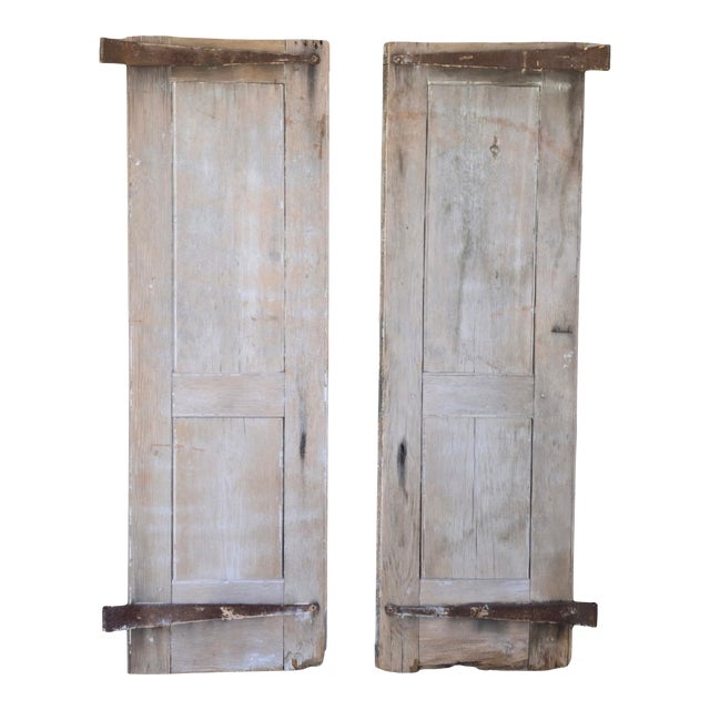 Early 20th Century American Wood Window Shutters - a Pair For Sale