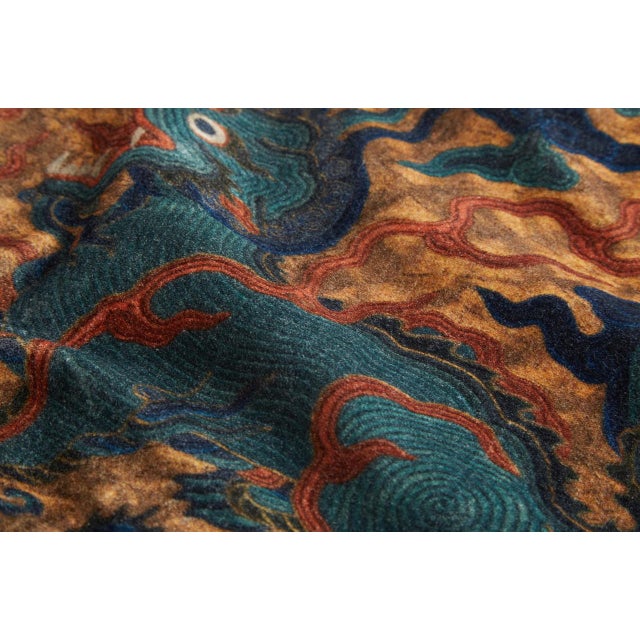 Dragon Velvet Pillow 12"x16" For Sale - Image 4 of 6