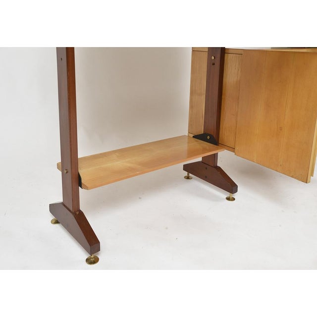 Large Mid-Century Italian Teak & Maple Freestanding Shelving System, 1950s, Set of 18 For Sale - Image 13 of 18