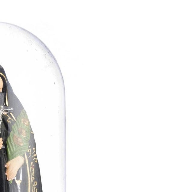Religious Artist, Saint Rita of Cascia, 1920s, Clay Sculpture in Glass Dome For Sale - Image 4 of 6
