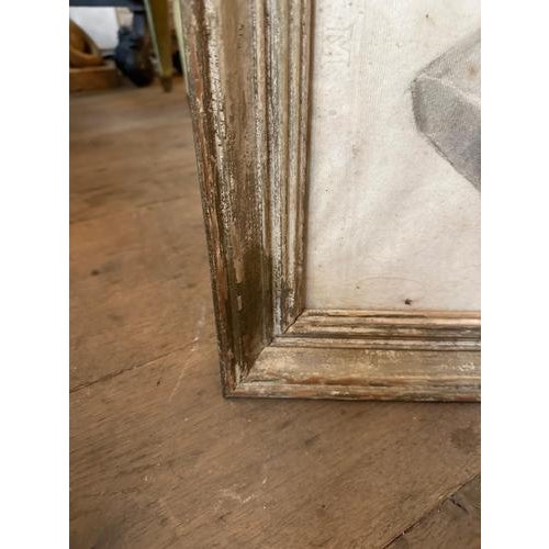 Framed Neoclassical Style Pencil Drawings in Distressed Silver Gilt, 1900, Set of 2 For Sale - Image 10 of 14