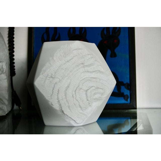 White porcelain vase from the a k kaiser company with a naturalistic design, in perfect condition. This piece has an...